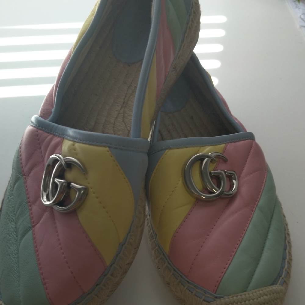 Gucci Multicolor Espadrille Flats with Silver Logo